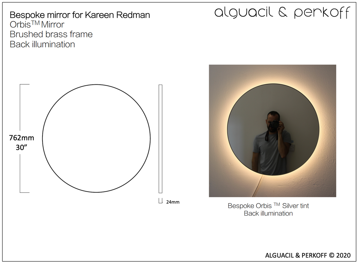 Bespoke Orbis™ Mirror Brass Frame Back Illumination 30"