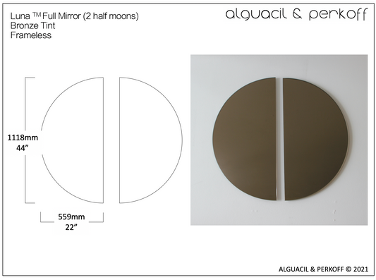 Bespoke Luna™ Mirror Bronze Tinted - 2 Half-Moons - 44" Diam in Total