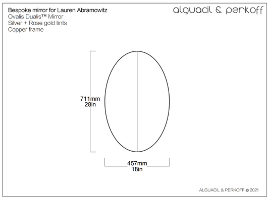 Bespoke Oval Dualis™ Mirror Silver and Rose Gold Tints Copper Frame
