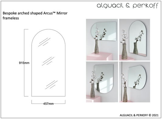 Set of 2 Bespoke Mirrors - Quadris™ with Black Frame and Arcus™ Frameless