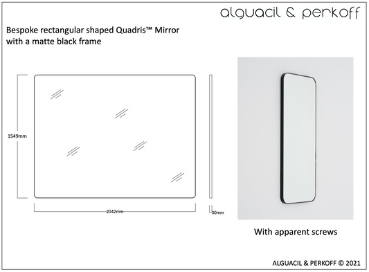 Set of 2 Bespoke Mirrors - Quadris™ with Black Frame and Arcus™ Frameless
