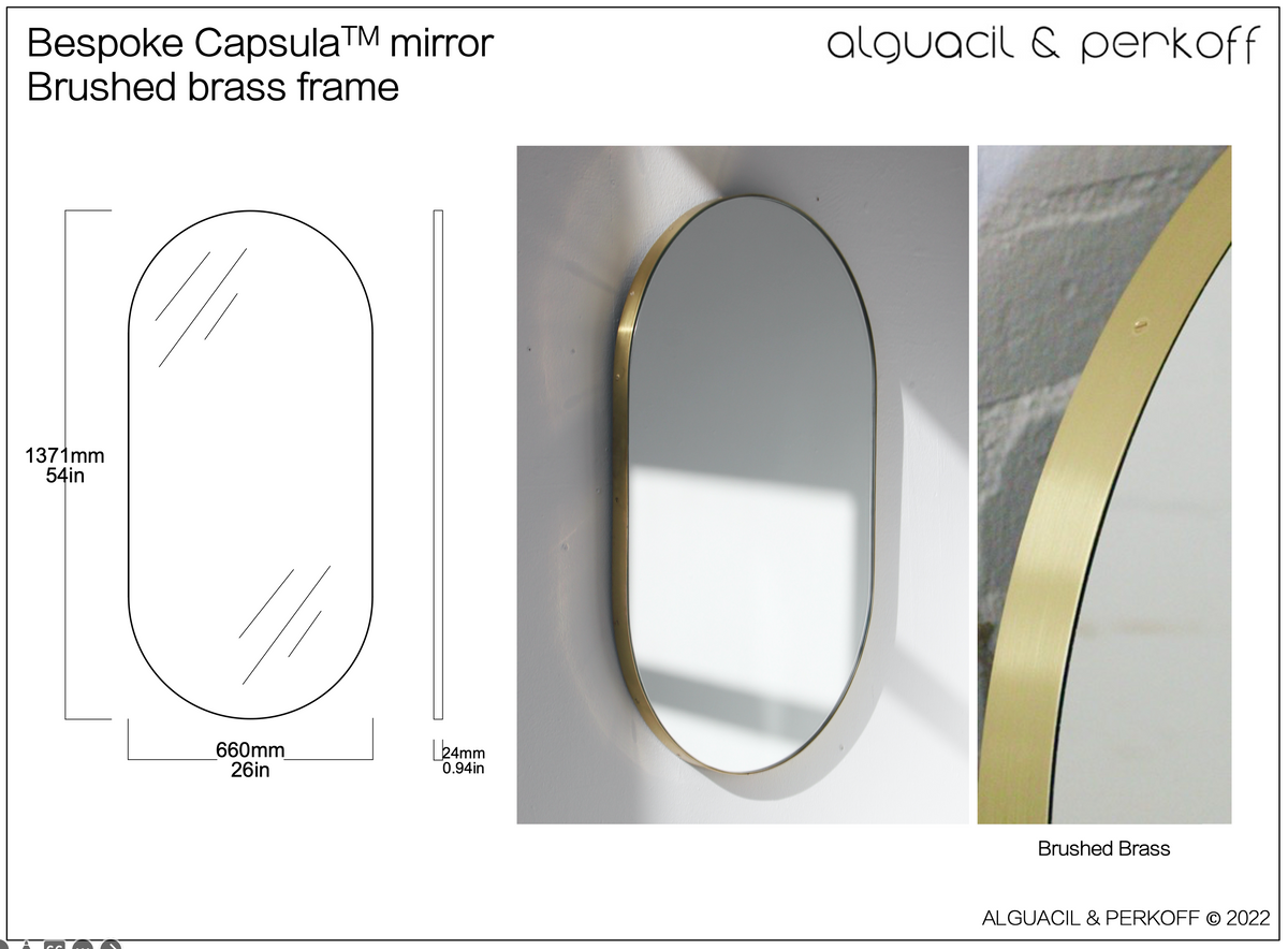 Bespoke Capsula™ Mirror Brushed Brass Frame 26x54"