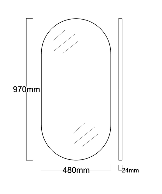 Bespoke Capsula™ Mirror Blackened Stainless Steel Frame (970 x 480 x 24mm)