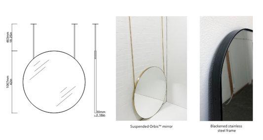 Bespoke Suspended Orbis™ Round Mirror Blackened Stainless Steel Frame  (1067 x 30mm)