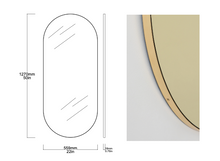 Set of 2 Bespoke Mirrors: 1 x Bespoke Orbis™ Gold Mirror Tint Brushed Brass Frame (1000 x 18mm) and 1 x Bespoke Capsula Gold Mirror Tint Brushed Brass Frame (1270 x 559 x 18mm)   