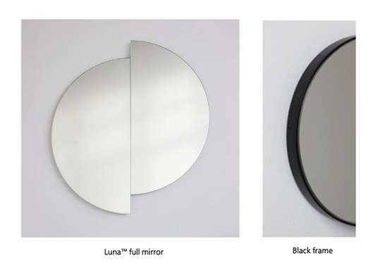 Set of 2 Half-Moon Pieces Silver Tint Black Frame(1016 x 508 x 30 mm pp)
