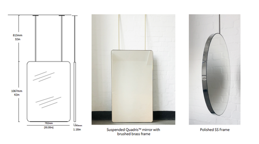 Mirror 2 - Bespoke Suspended Quadris™ Polished Stainless Steel Double Sided 2 Rods (1067 x 762 x 30mm)
