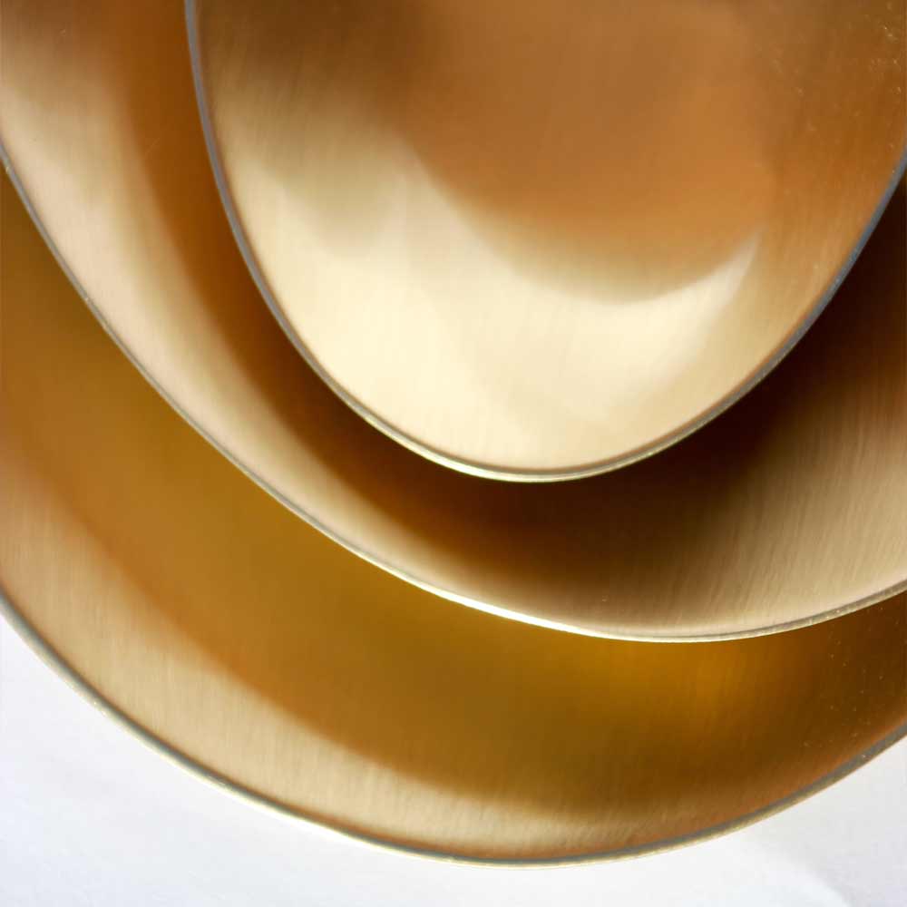 Set of 3 Handmade Brushed Brass Decorative Plates, Vide-Poche