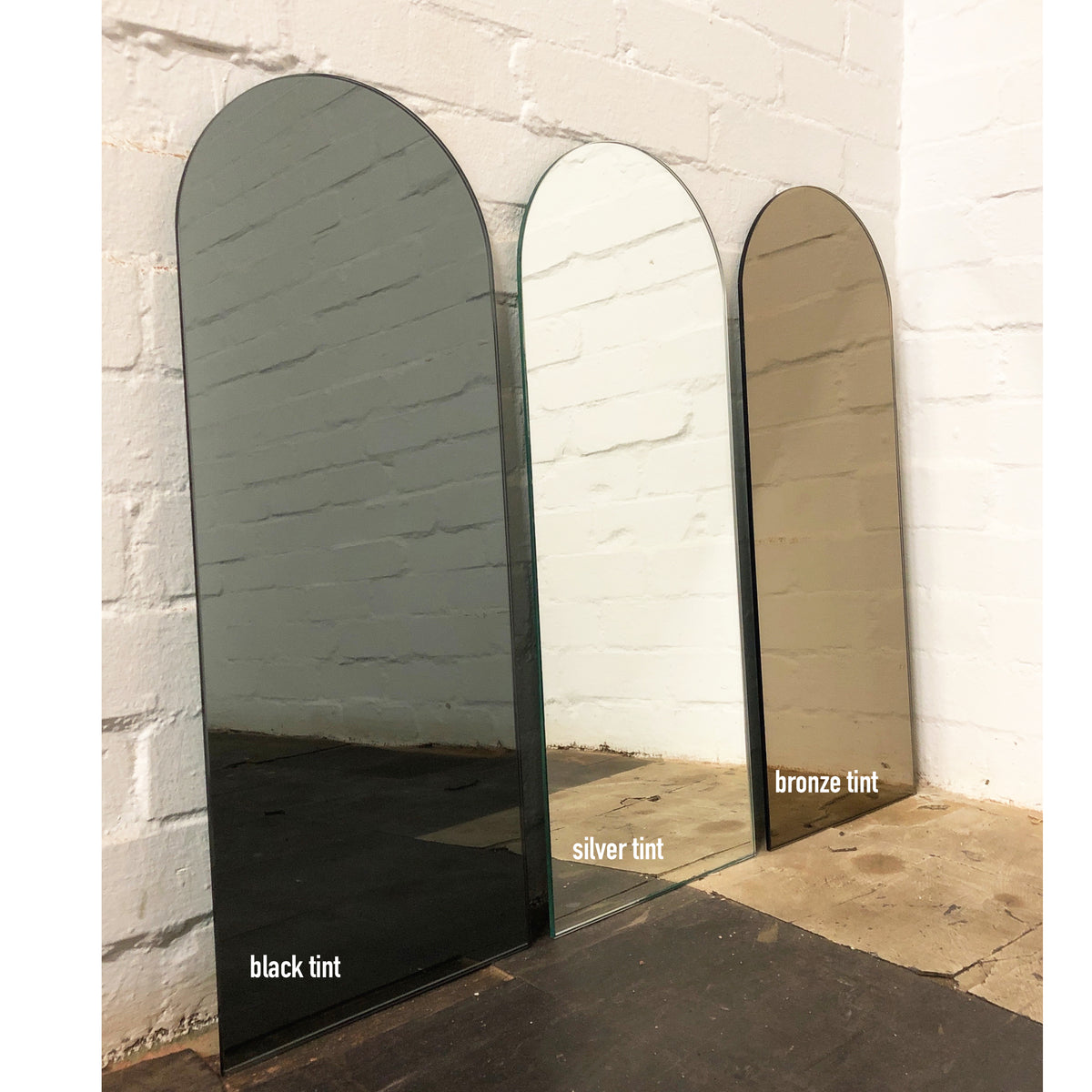 Arcus™ Arch shaped Minimalist Frameless Mirror with a Floating Effect, Large