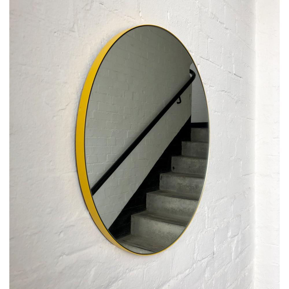 Orbis™ Round Handcrafted Modern Mirror with Yellow Frame, Customisable