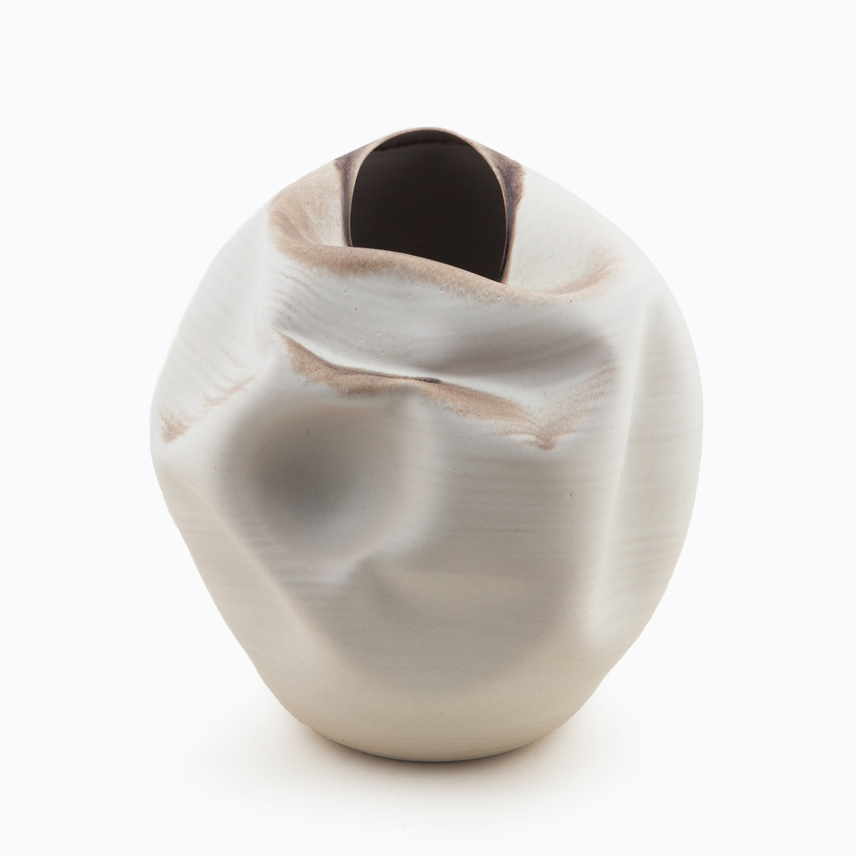 White Indented Form, Vase, Interior Sculpture or Vessel, Objet D'Art