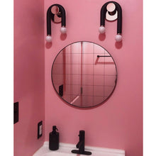 Orbis™ Black Grid Round Minimalist Modern Mirror with Black Frame