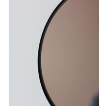 Orbis™ Bronze Tinted Round Contemporary Mirror with a Black Frame