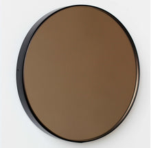 Orbis™ Bronze Tinted Round Contemporary Mirror with a Black Frame