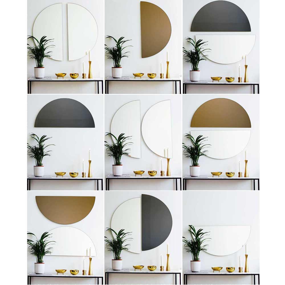 Luna™ Half Moon Semi-circular Black Tinted Frameless Modern Mirror