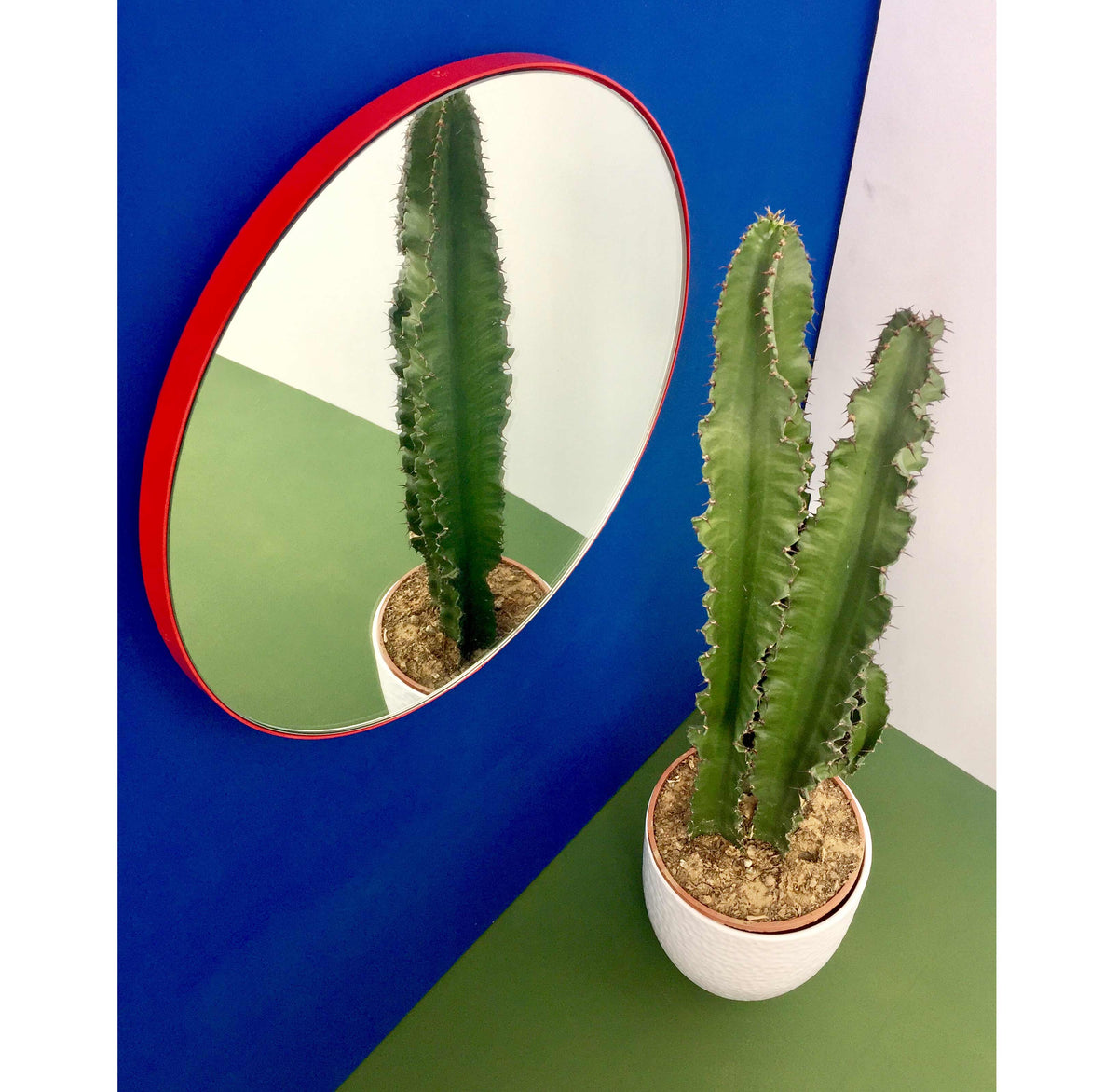 Orbis™ Round Modern Mirror with Red Frame